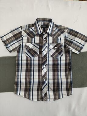 GIOBERTI KID'S & BOY'S Plaid WESTERN SHORT Sleeve Pearl Snap Button Up Shirt